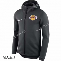 NBA Lakers Home Dark Gray With Hat Jacket Top 12