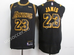 Lakers NBA Round Neck Black & Yellow #23 Jersey