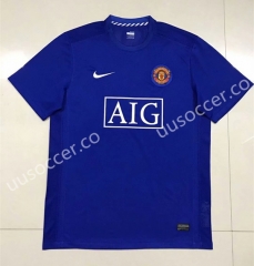 2007-2008 Manchester United Away Blue Thailand Soccer jersey AAA-SL