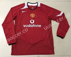 Retro Version 2004-2006 Manchester United Home Red LS Thailand Soccer Jersey AAA