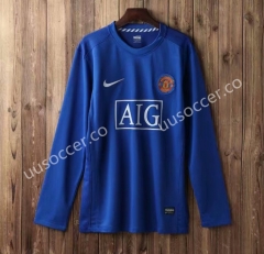 2004-2006 Manchester United Blue LS Thailand Soccer Jersey AAA-SL