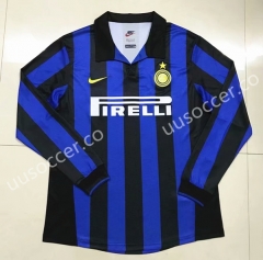 Retro Version 1997 Inter Milan Home Blue&Black LS Thailand Soccer Jersey AAA-SL