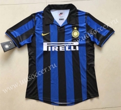 1998 Retro Version Inter Milan Home Blue & Black Turndown Thailand Soccer Jersey AAA-510