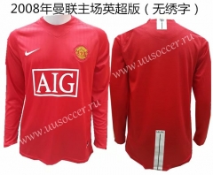 2008 Retro version Manchester United Home Red LS Thailand Soccer Jersey AAA