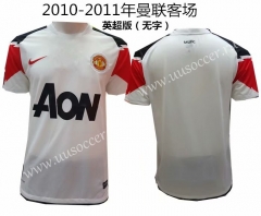 Retro version 2010-2011 Manchester United Away White Thailand Soccer jersey AAA