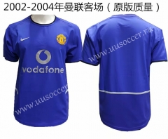 2002-2004 Manchester United Away Blue Thailand Soccer jersey AAA