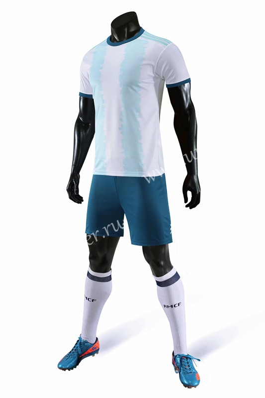blue white soccer jersey