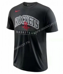 2019 NBA Houston Rockets Black Cotton T-shirt-CS