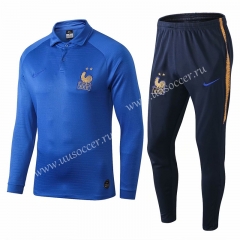 100th Commemorative Editio France Royal Blue Thailand Soccer Tracksuit Uniform -411