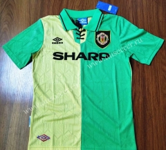 1992-1994  Retro Version Manchester United Yellow & Green Thailand Soccer Jersey AAA-912