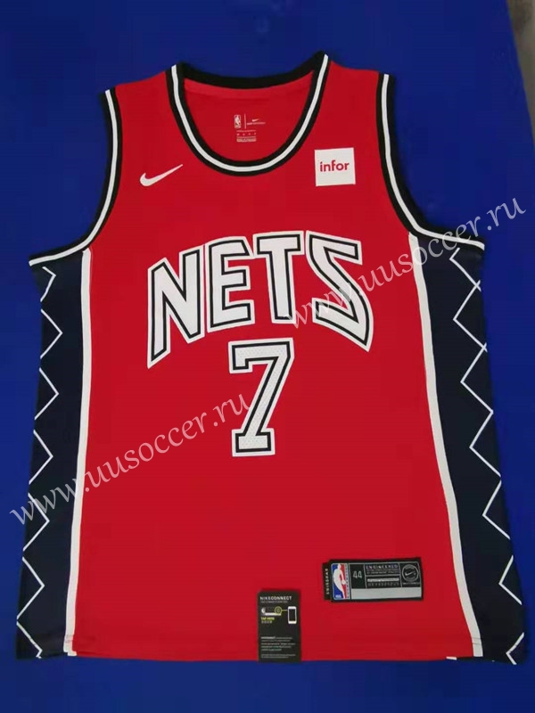 visto ropa Muñeco de peluche Hong Kong Retro Version NBA Brooklyn Nets Red #7 Jersey,Brooklyn Nets