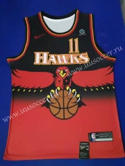 Retro Version NBA Atlanta Hawks Red & Black #11 Jersey