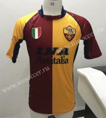 2001-2002 Retro Version AS Roma Home Red & Yellow Thailand Soccer Jersey AAA-510