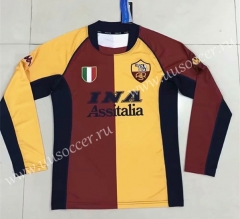 Retro  Version 2001-2002 Roma  Home Red & Yellow LS Thailand Soccer Jersey AAA-SL