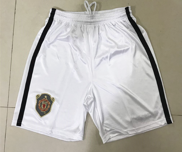 1999-2000 Retro Manchester United Home White Thailand Soccer Shorts-SL