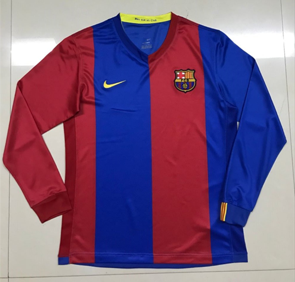 2006-2007 Retro version  Barcelona Home Red & Blue Thailand LS Soccer Jersey AAA-SL
