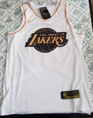 Los Angeles Lakers NBA White V collar #24 Jersey