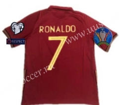 With patch 2020 European Cup Portugal Home Red #7 (RONALDO) Thailand Soccer Jersey AAA-807