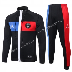 2020-2021 Jordan Paris SG Black With White zipper Soccer Jacket Uniform-LH