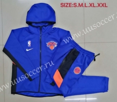 2020-2021 NBA New York Knicks Blue With Hat Jacket Uniform-815