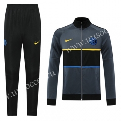 Player Version 2020-2021 Inter Milan Gray Thailand Soccer Jacket Uniform -LH