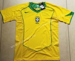 2004 Retro Brazil Yellow Thailand Soccer Jersey AAA-912