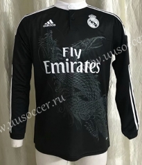 2014-2015 Retro version Real Madrid 2nd Away Black LS Thailand Soccer Jersey AAA-SL