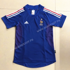 2002 Retro Version France Home Blue Thailand Soccer Jersey AAA
