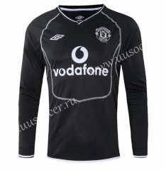 2000 Retro Version Manchester United Away Black LS Thailand Soccer Jersey AAA-SL
