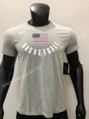 NBA United State Gray #34 Cotton T-shirt