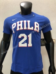 NBA Philadelphia 76ers Blue #21 Cotton T-shirt