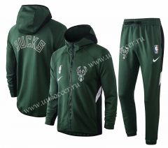 2020-2021 NBA Milwaukee Bucks Green With Hat Jacket Uniform-815