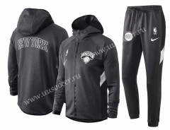 2020-2021 NBA New York Knicks Gray With Hat Jacket Uniform-815