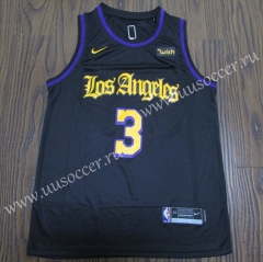 Latin Version NBA Lakers Black #3 Jersey