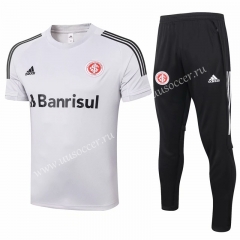 2020-2021 Brazil SC Internacional White & Gray Shorts-Sleeve Thailand Soccer Tracksuit Uniform-815