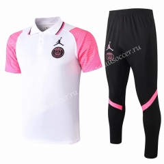 2020-2021 PSG Pink & White Thailand Polo Uniform-815