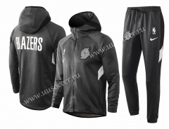 2020-2021 NBA Portland Trail Blazers Gray With Hat Jacket Uniform-815