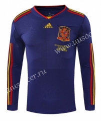 Retro Version 2010 World Cup Spain Blue Thailand LS Soccer Jersey-SL