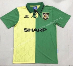 1992-1994 Retro Version Manchester United Yellow & Green Thailand Soccer Jersey AAA-908
