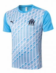 2020-2021 Olympique de Marseille Light Blue Shorts-Sleeve Thailand Soccer Tracksuit -815