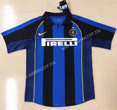 2001-2002 Retro Version Inter Milan Home Blue & Black Thailand Soccer Jersey AAA-HR