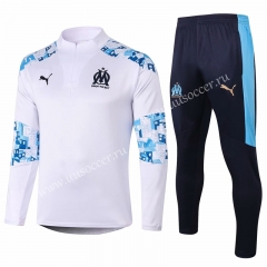 2020-2021 Olympique de Marseille White Thailand Soccer Tracksuit Uniform-815