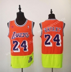 Retro Edition NBA Lakers Orange & Green #24 Jersey