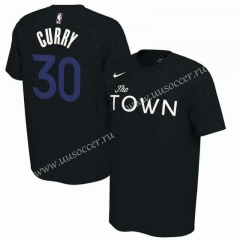 NBA Golden State Warriors Black Black #30 Cotton T-shirt