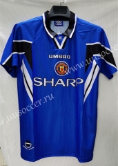 1996-1997 Retro Version Manchester United Away Blue Thailand Soccer Jersey AAA