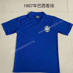 1957 Retro Brazil Away Blue Thailand Soccer Jersey AAA-AY