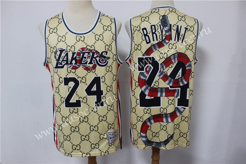 Limited Version GUCCI NBA Lakers Yellow #24 Jersey,Los Angeles Lakers