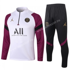2020-2021 Paris SG White Thailand Soccer Tracksuit Uniform-815