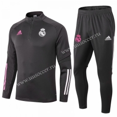 2020-2021 Real Madrid Dark Gray Thailand Tracksuit Uniform-411