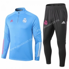2020-2021 Real Madrid Ligth Blue Thailand Tracksuit Uniform-411